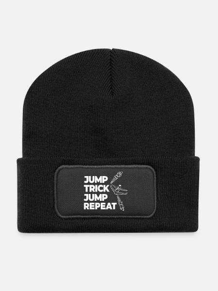 Jump Trick Jump Repeat - Recycelte Patch Beanie - Schwarz