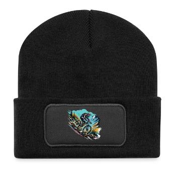 Downhill Abenteuer Im Gebirge - Recycelte Patch Beanie - Schwarz - Vorne