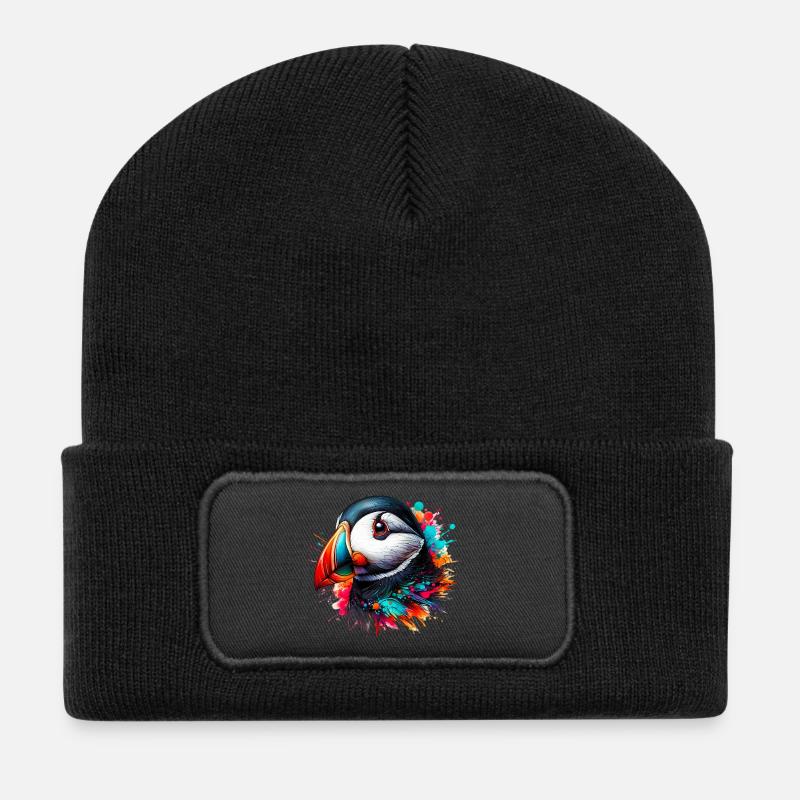 Papageitaucher - Recycelte Patch Beanie - Schwarz