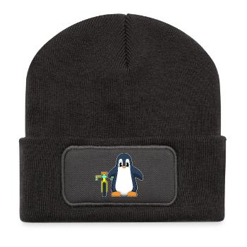 Pinguin Fahrrad - Recycelte Patch Beanie - Dunkelgrau - Vorne