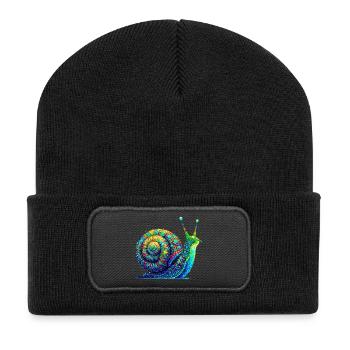 Schnecke - Recycelte Patch Beanie - Schwarz - Vorne