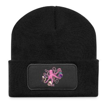 Krake Sandwich - Recycelte Patch Beanie - Schwarz - Vorne