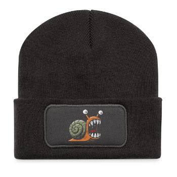 escargot avec des grandes dents - Beanie recyclé à patch - charbon - Devant