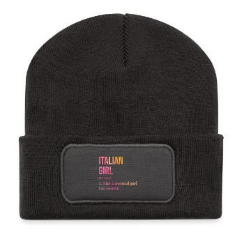 Italie - Beanie recyclé à patch - charbon - Devant