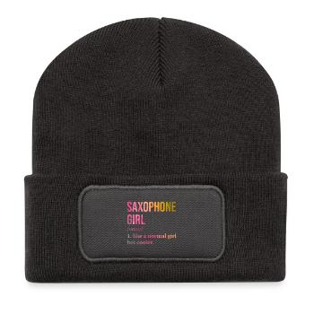 Saxophon - Recycelte Patch Beanie - Dunkelgrau - Vorne