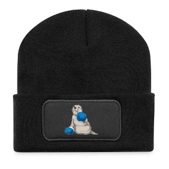 Seehund Boxer Boxhandschuhe Boxen - Recycelte Patch Beanie - Schwarz - Vorne