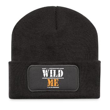 WILD ME Zitat - Recycelte Patch Beanie - Dunkelgrau - Vorne