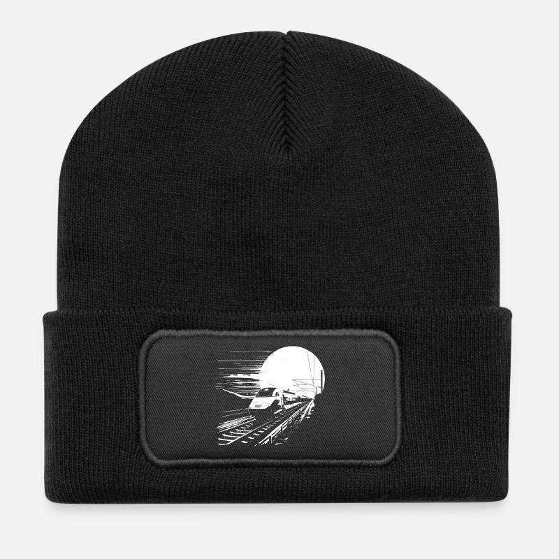 Eisenbahn Grafik - Recycelte Patch Beanie - Schwarz