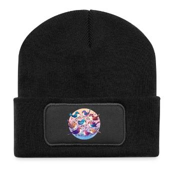 Vögel singen auf Noten - Recycelte Patch Beanie - Schwarz - Vorne