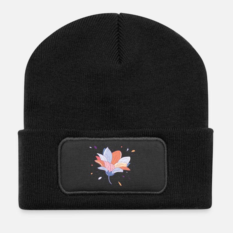 Sommerblume - Recycelte Patch Beanie - Schwarz