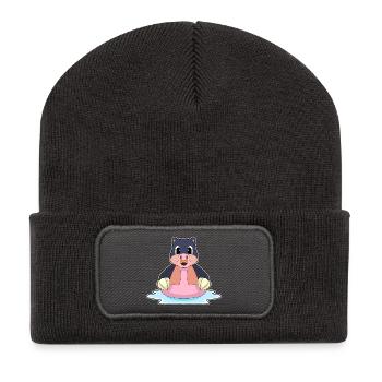 Taupe Flamant - Beanie recyclé à patch - charbon - Devant