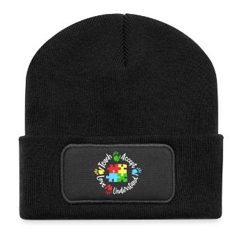 Autismus Bewusstsein Lehrer - Recycelte Patch Beanie - Schwarz - Vorne