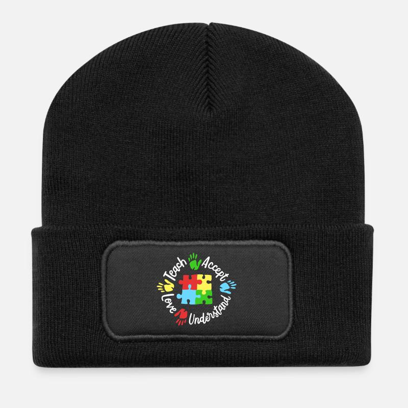 Autismus Bewusstsein Lehrer - Recycelte Patch Beanie - Schwarz