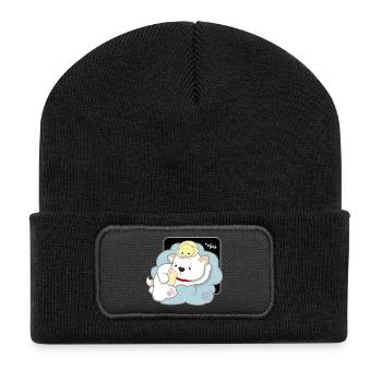Dog Korean - Japanese Style 03B - Recycled Patch Beanie - black - Front