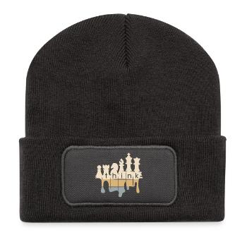 Chess retro graffiti think chess pieces icon - Recycled Patch Beanie - dark grey - Front