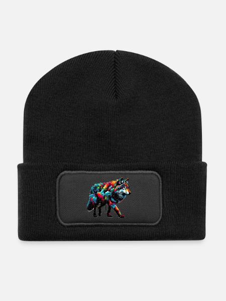 Wolf - Recycled Patch Beanie - black