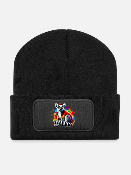 Lémurien - Beanie recyclé à patch - noir