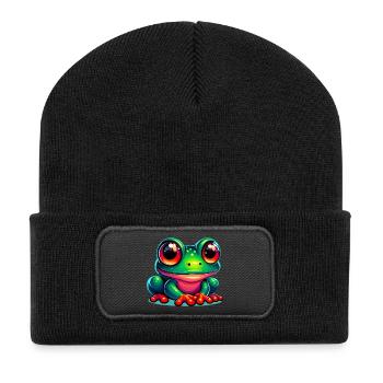 Grenouille - Beanie recyclé à patch - noir - Devant