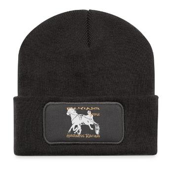 Course de trot trotteur - Beanie recyclé à patch - charbon - Devant