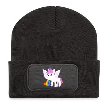 Licorne ailée - Beanie recyclé à patch - charbon - Devant