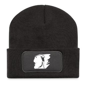 Golfer Skizze - Recycelte Patch Beanie - Dunkelgrau - Vorne