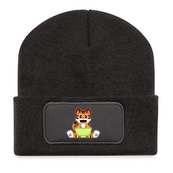 Ordinateur portable Tiger - Beanie recyclé à patch - charbon - Devant
