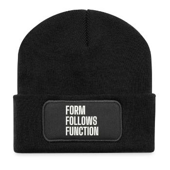 FORM FOLLOWS FUNCTION - Bauhaus Design Wagenfeld - Recycelte Patch Beanie - Schwarz - Vorne