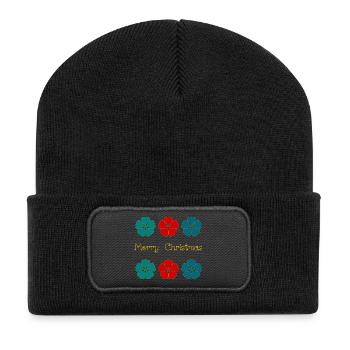 WEIHNACHTEN. FROHE WEIHNACHTEN. FROHE WEIHNACHTEN. NEUJAHRSTAG - Recycelte Patch Beanie - Schwarz - Vorne