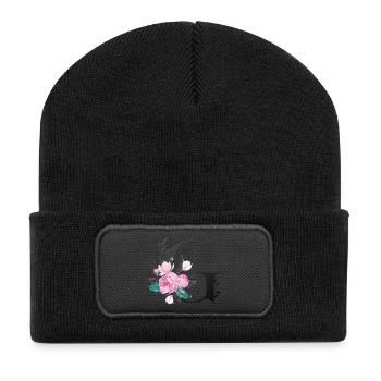 Elégante lettre 'G' avec des fleurs - Beanie recyclé à patch - noir - Devant