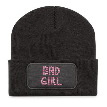 Inscriptions florales - BAD GIRL - Beanie recyclé à patch - charbon - Devant