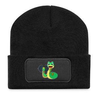 Snake Bodybuilder Dumbbell Bodybuilding - Recycled Patch Beanie - black - Front