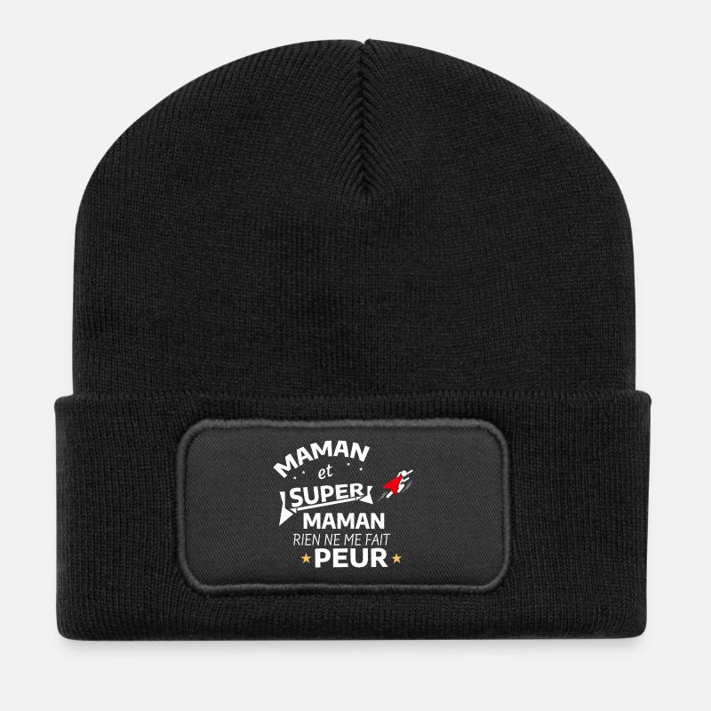 Mom Superheroine Edition - Recycled Patch Beanie - black