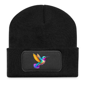 Kolibri - Recycelte Patch Beanie - Schwarz - Vorne