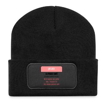 La pause café - Je suis pas assistante sociale - Beanie recyclé à patch - noir - Devant