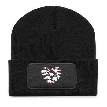 Ich liebe Dinosaurier - Recycelte Patch Beanie - Schwarz - Vorne