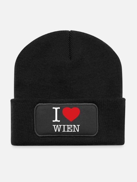 I LOVE WIEN - Recycelte Patch Beanie - Schwarz