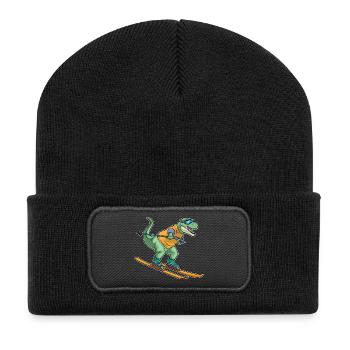 Tyrannosaurus Skier Sports d’hiver - Beanie recyclé à patch - noir - Devant