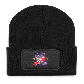The astronaut on the red rocket in space - Recycled Patch Beanie - black - Front