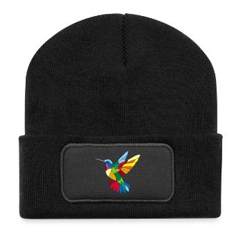 Multicolored Hummingbird - Recycled Patch Beanie - black - Front
