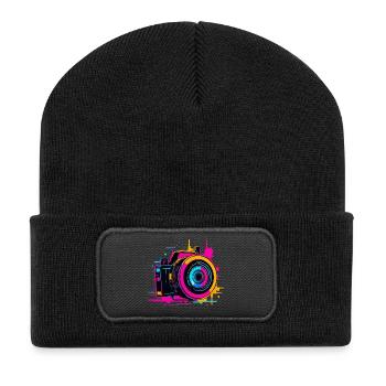 Appareil photo Steamwave - Beanie recyclé à patch - noir - Devant