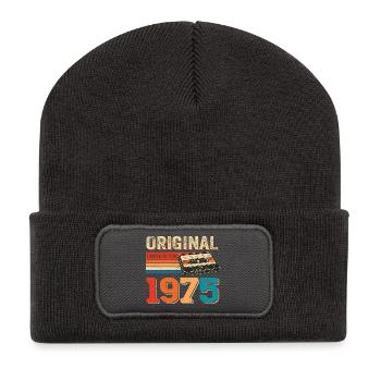 Retro Vintage Kassette Tape 1975 Jahrgang 1975 - Recycelte Patch Beanie - Dunkelgrau - Vorne