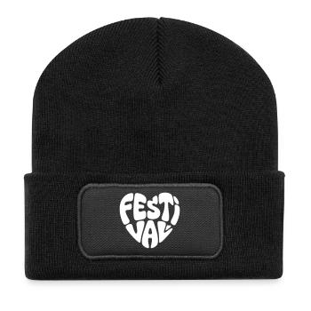 Festival Heart - Recycled Patch Beanie - black - Front