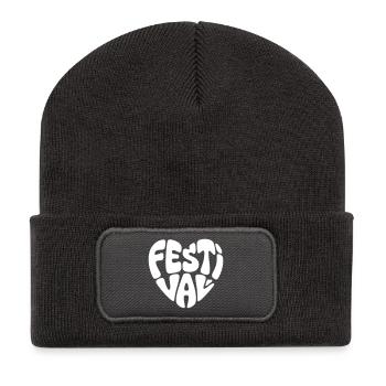 Festival Herz - Recycelte Patch Beanie - Dunkelgrau - Vorne