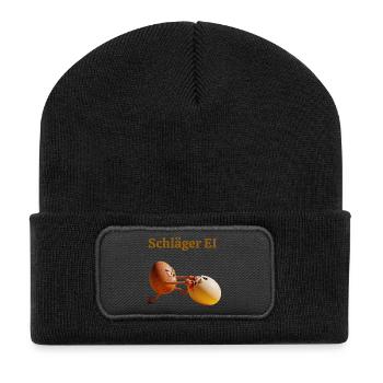 Racket Egg – Funny Egg Fight - Recycled Patch Beanie - black - Front