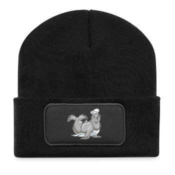 Seal Cook Chef Hat Cooking - Recycled Patch Beanie - black - Front