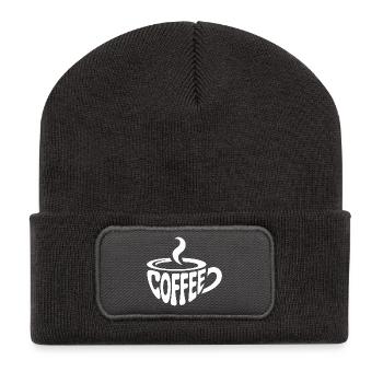 Tasse à café fumante Word Art - Beanie recyclé à patch - charbon - Devant