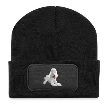 Eleganter Low-Poly-Pudel - Recycelte Patch Beanie - Schwarz - Vorne