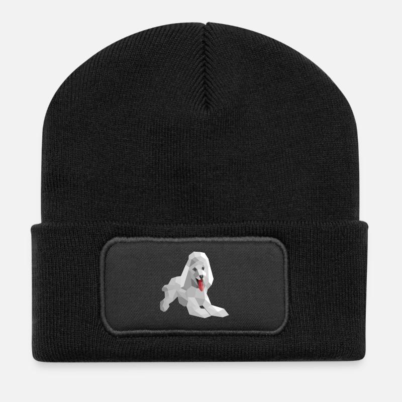 Caniche low poly élégant - Beanie recyclé à patch - noir