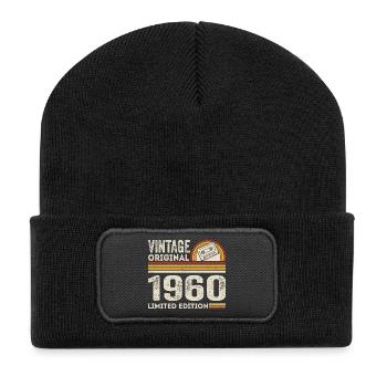 Vintage 1960 Cassette 1960 - 65e anniversaire 1960 - Beanie recyclé à patch - noir - Devant