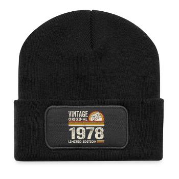 Vintage 1978 Cassette 1978 - 47e anniversaire 1978 - Beanie recyclé à patch - noir - Devant